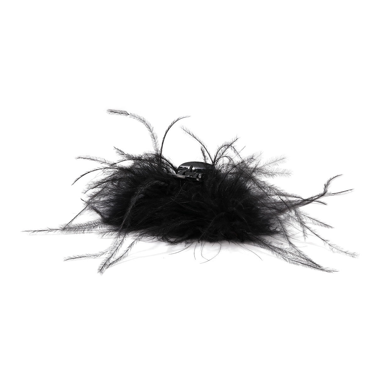 Black feather claw clip arranged on a white background