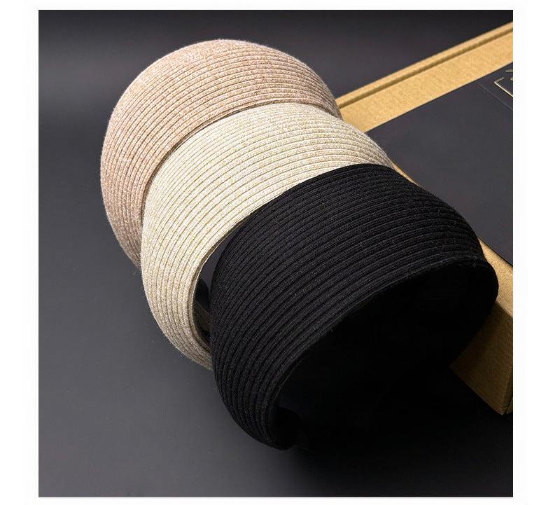 Wide Ribbed Nylon Knit Headband, detail view [FITINY Hair]