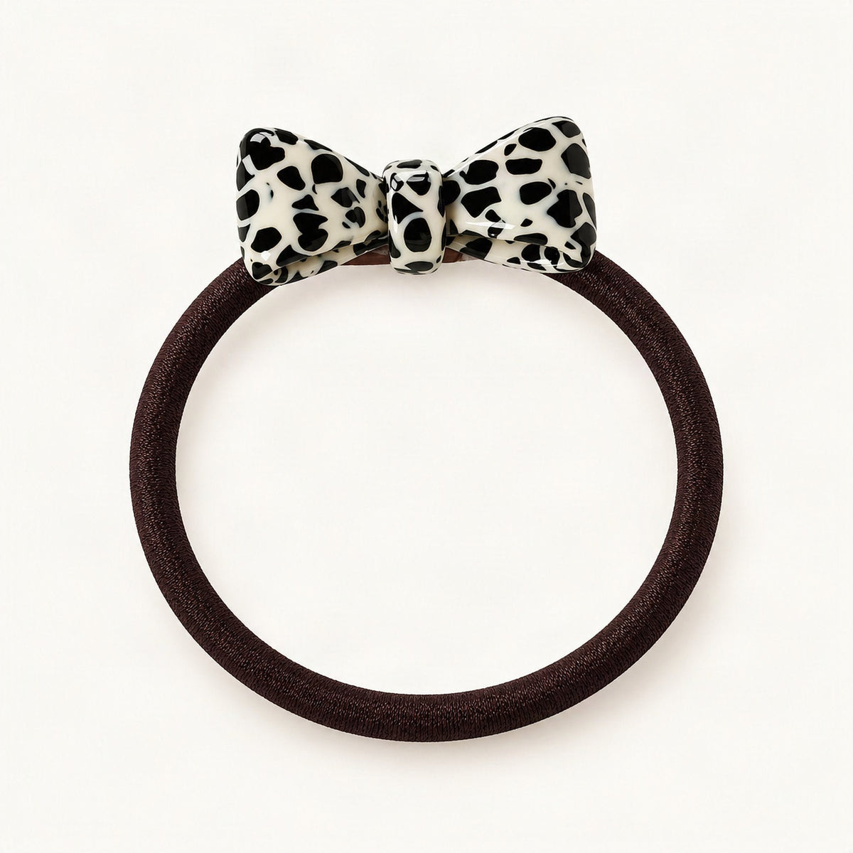 Bow Hair Tie with High-Stretch Elastic and Acetate Bow in Black Speckle [FITINY Hair]