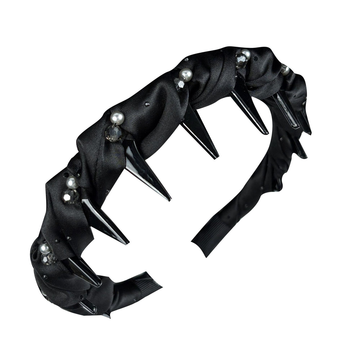 Satin Twist Headband with Pearl Rhinestone Accents, additional view 4