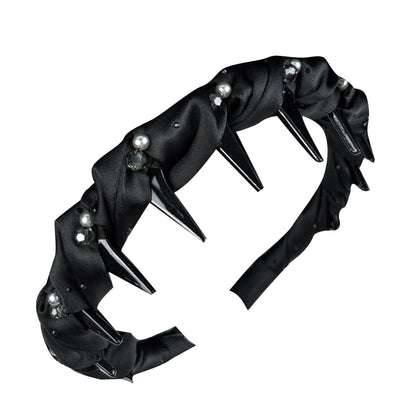 Satin Twist Headband with Pearl Rhinestone Accents, additional view 4