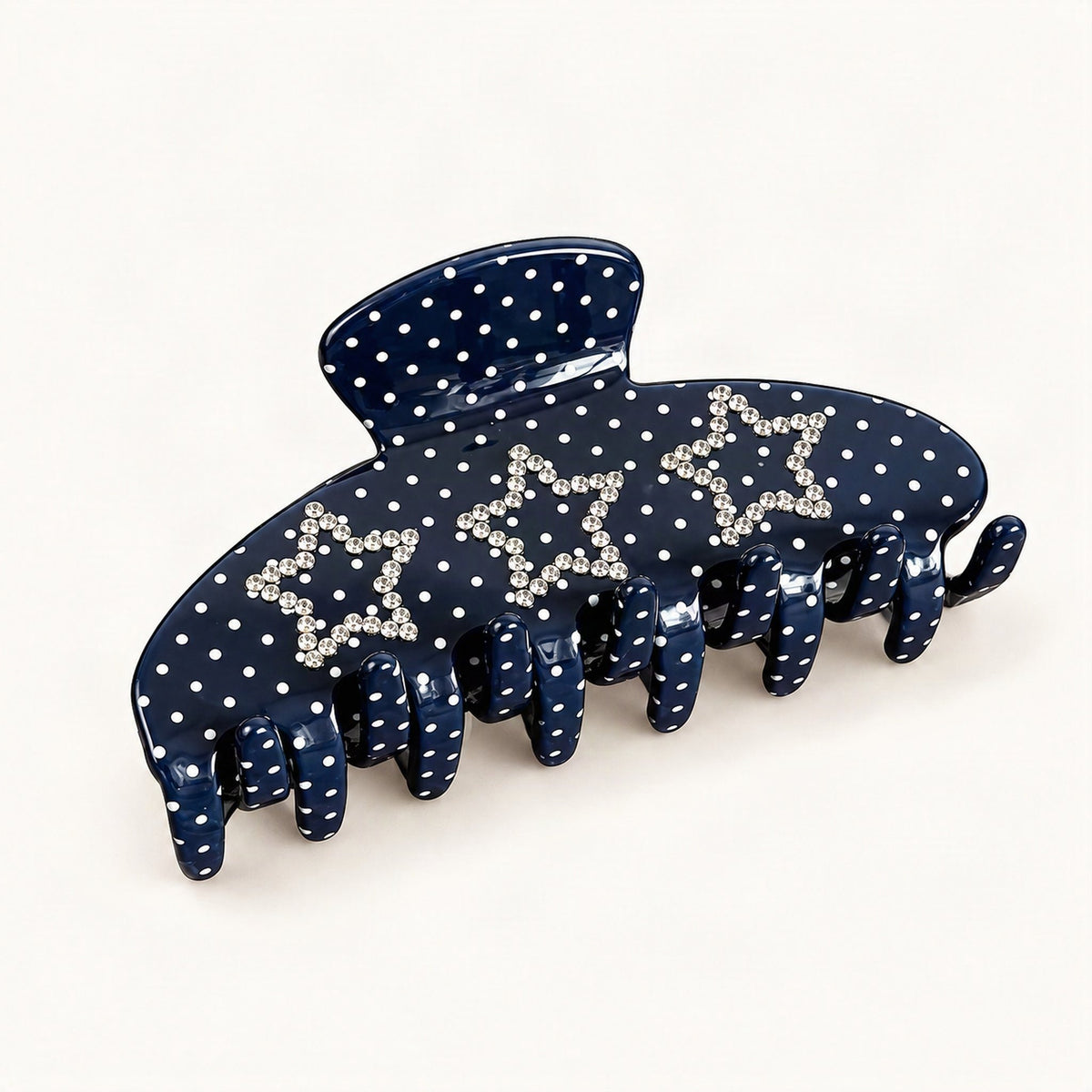 Rhinestone Star Polka Dot Claw Clip in Blue Polka Dot [FITINY Hair]