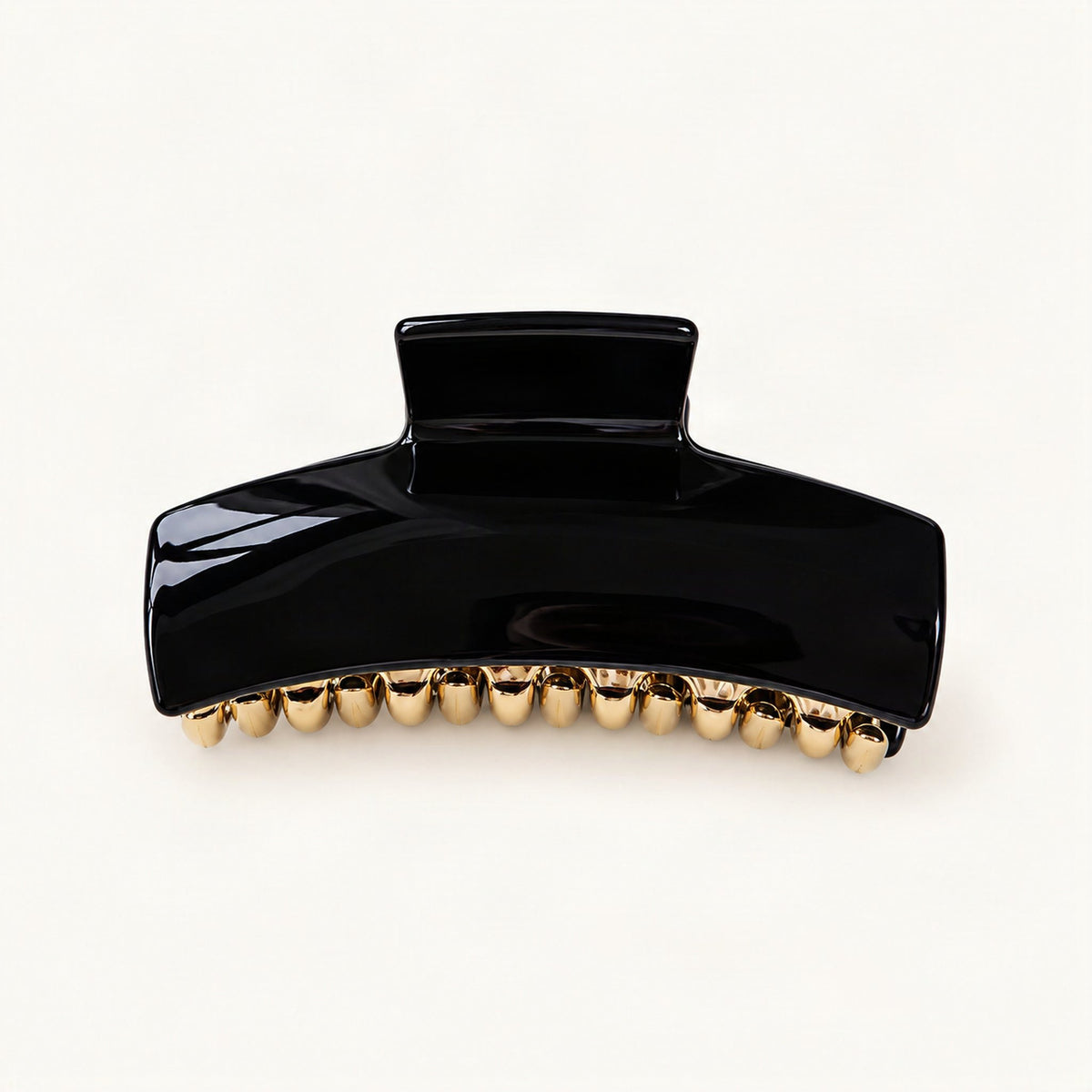 Glossy Acetate Claw Clip with Gold-Tone Teeth in Black [FITINY Hair]