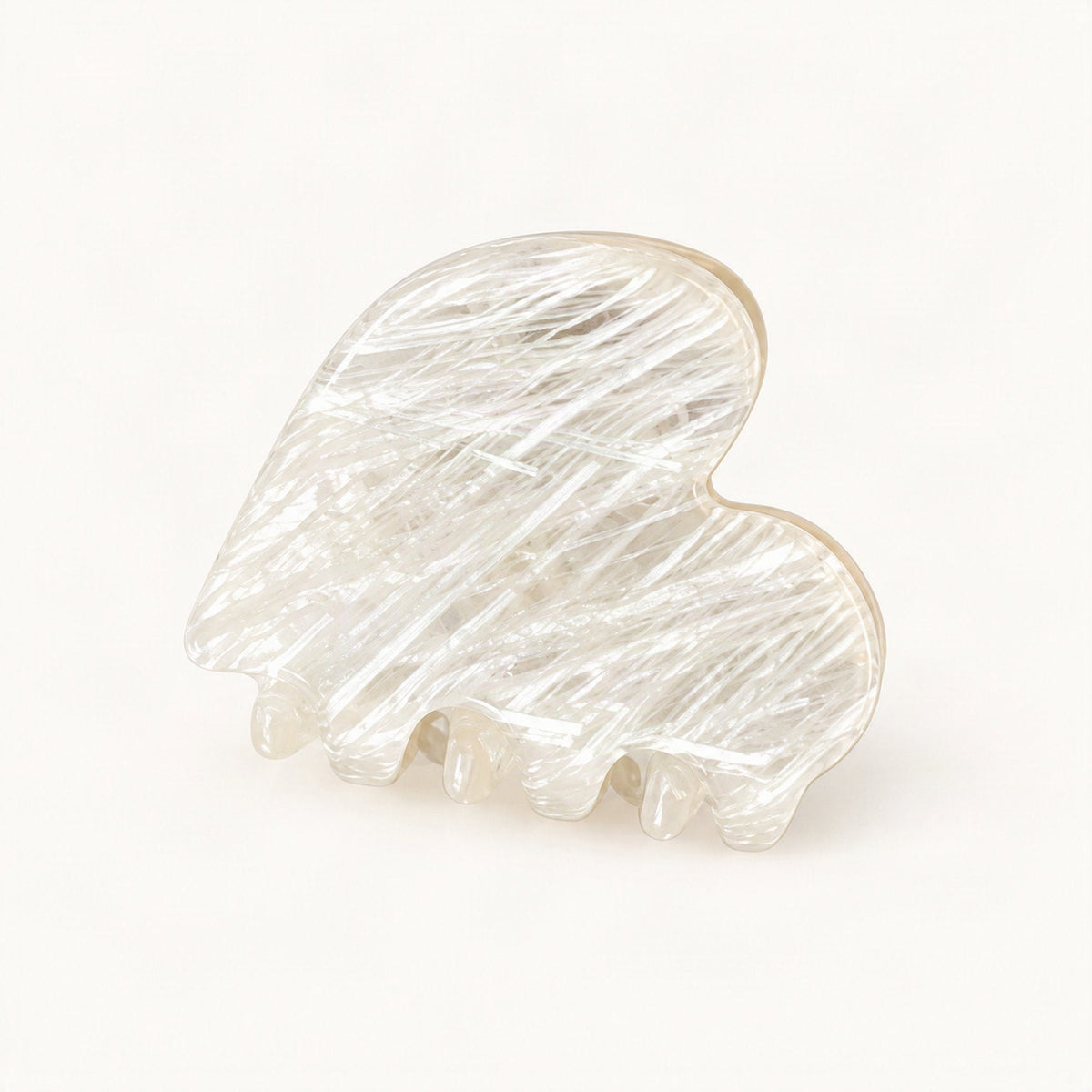 Mini Cellulose Acetate Heart Claw Clip, 1.3 in in Clear Stripe [FITINY Hair]