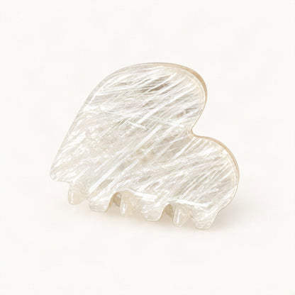 Mini Cellulose Acetate Heart Claw Clip, 1.3 in in Clear Stripe [FITINY Hair]