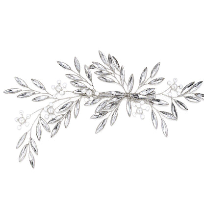 Full hair vine showing silver branches and pearl accents