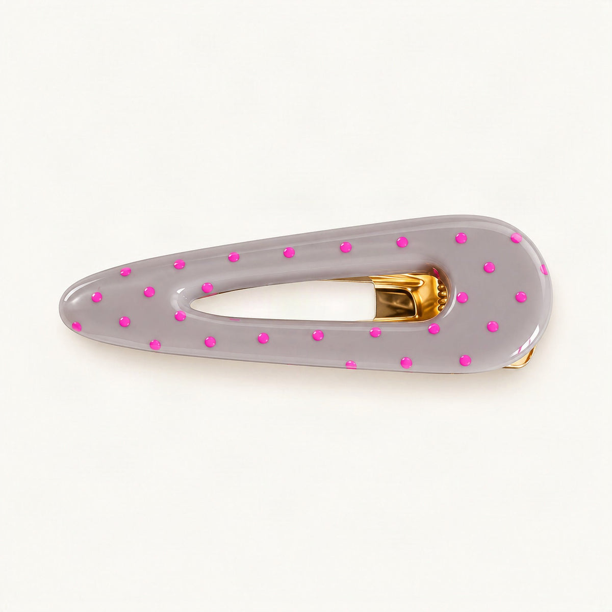 Acetate Polka Dot Cutout Barrette in Grey Polka Dot [FITINY Hair]