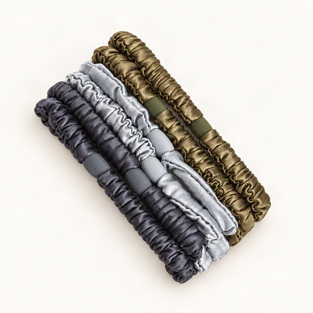 Silky Skinny Scrunchie Hair Ties, Set of 12 in Dark Mix [FITINY Hair]