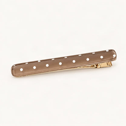Polka Dot Acetate Side Hair Clip in Chocolate Polka Dot [FITINY Hair]
