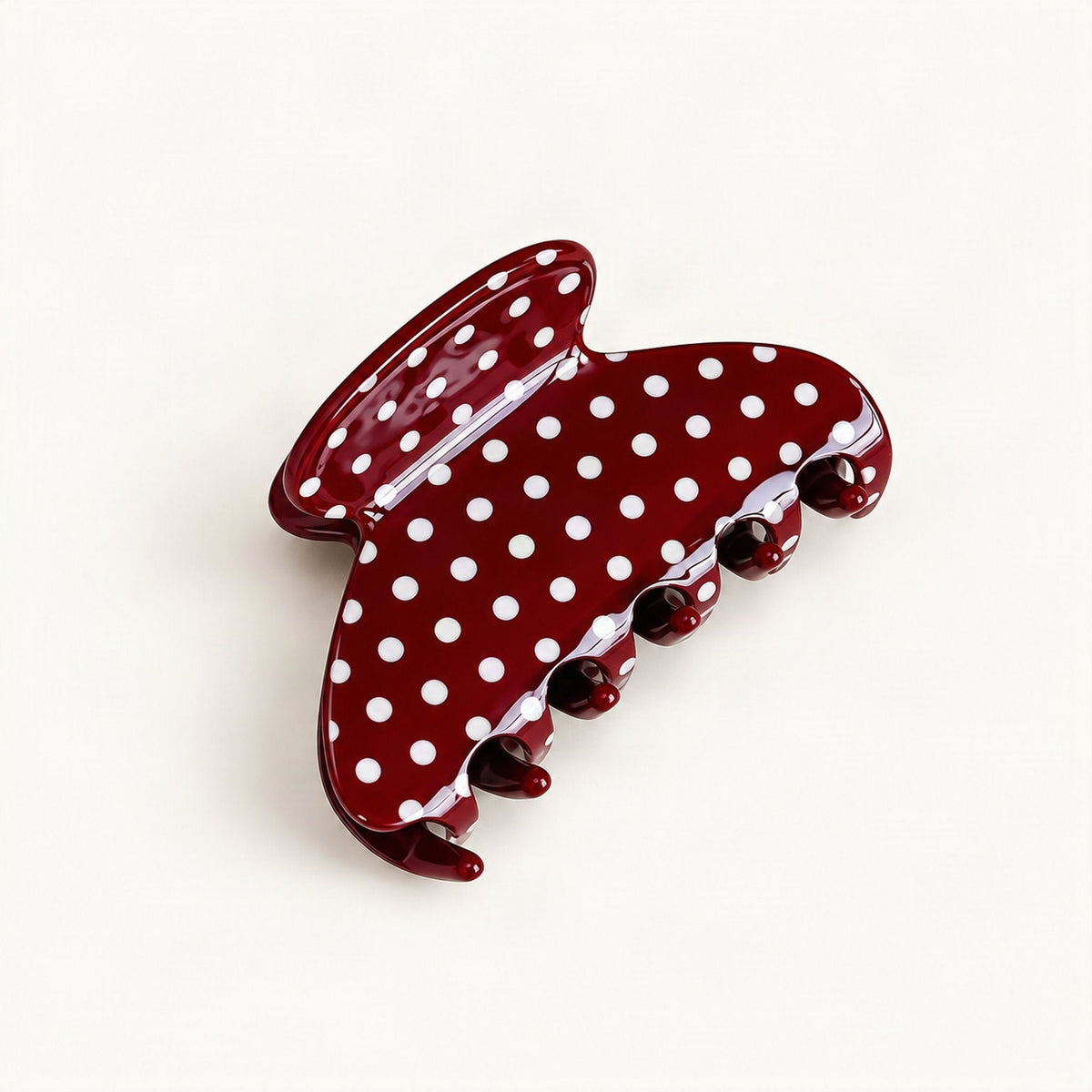 Polka Dot Acetate Claw Clip, Medium 6.9 cm in Red & White [FITINY Hair]