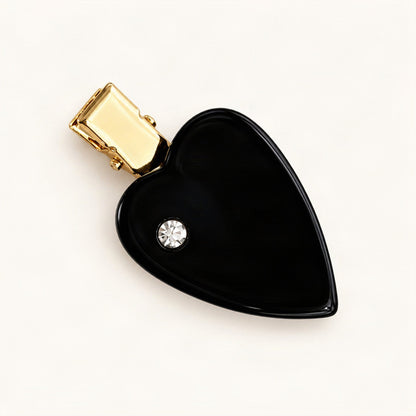 Acetate 5 cm Playing Card Hair Clip in Black, Heart [FITINY Hair]
