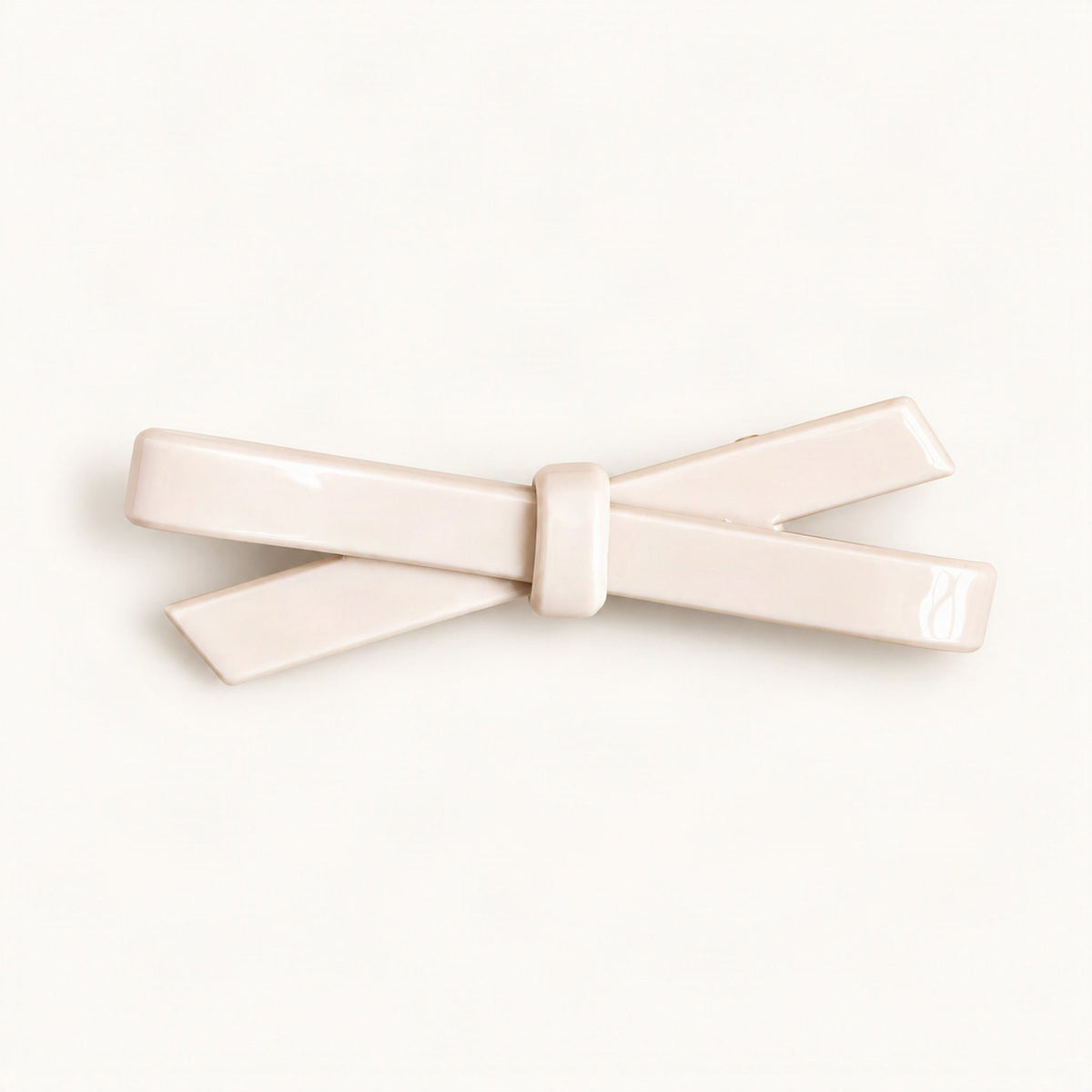 Cellulose Acetate Bow Side Hair Clip, 6.6 cm in Cream [FITINY Hair]