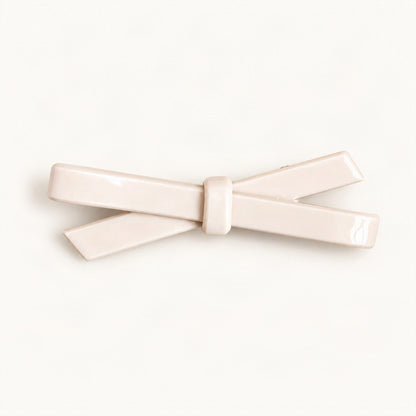 Cellulose Acetate Bow Side Hair Clip, 6.6 cm in Cream [FITINY Hair]