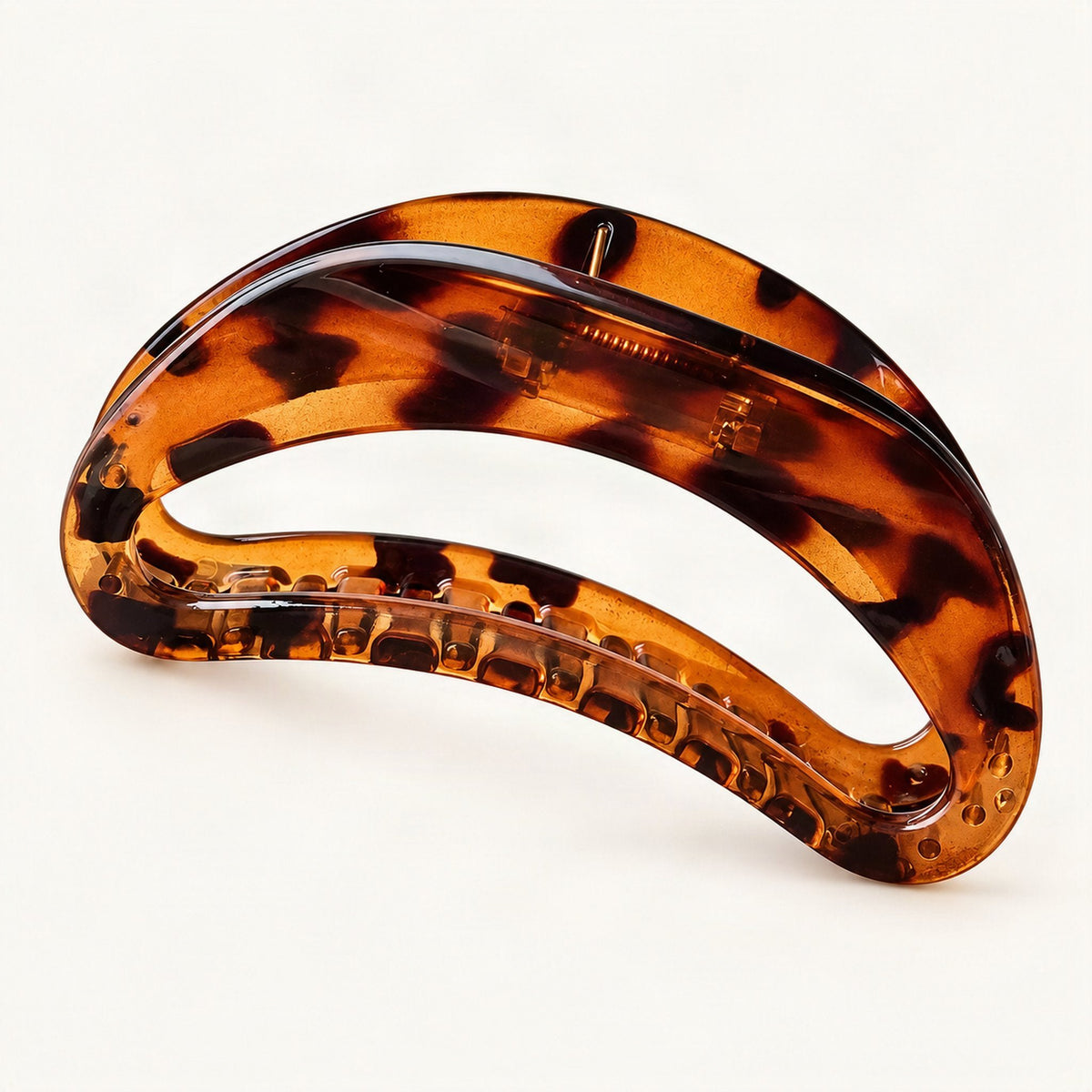 Resin 5.1in Curved Openwork Hair Claw in Brown, Glossy [FITINY Hair]