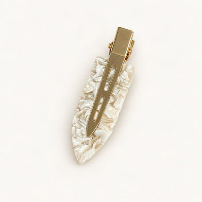 Cellulose Acetate 6.8cm No-Crease Hair Clip in White Floral [FITINY Hair]