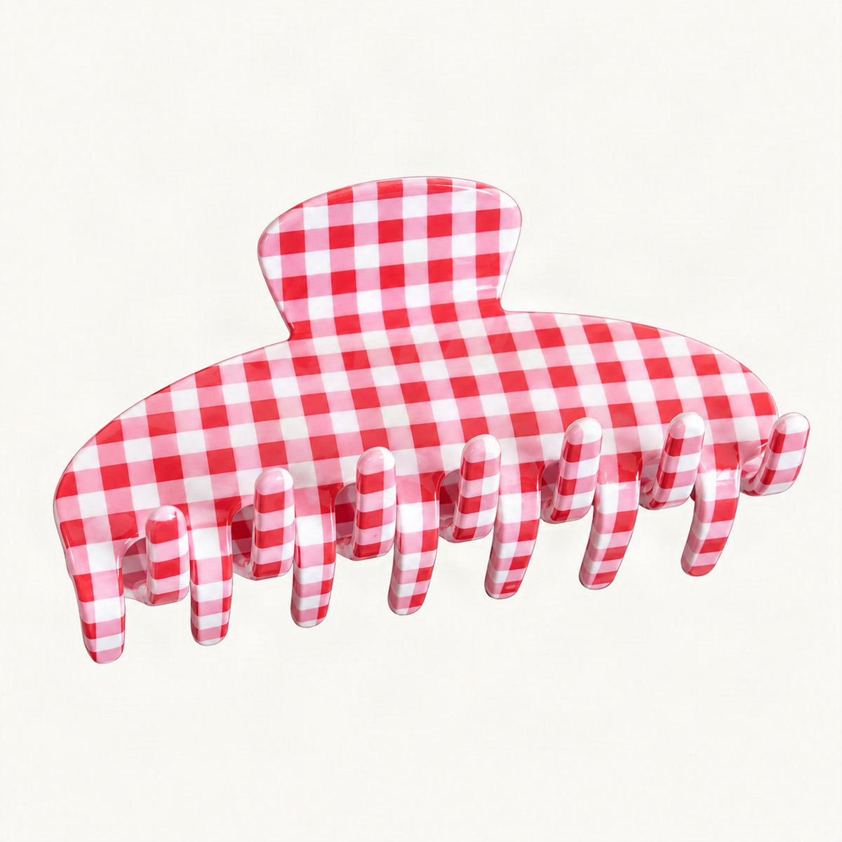 Gingham Acetate Claw Clip in Red & White [FITINY Hair]