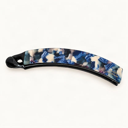 Curved Acetate Banana Hair Clip in Blue Floral [FITINY Hair]