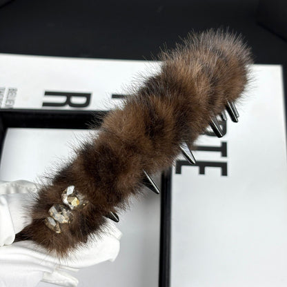 Faux Fur Headband with Toothed Lining, additional view 5