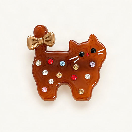 Acetate 4 cm Rhinestone Cat Hair Clip in Amber [FITINY Hair]