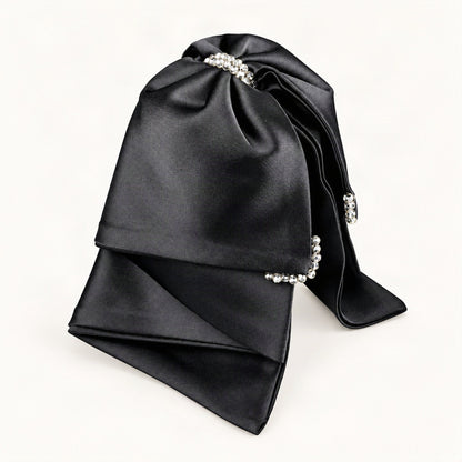 Close-up of layered satin bow hair claw clip [FITINY Hair]