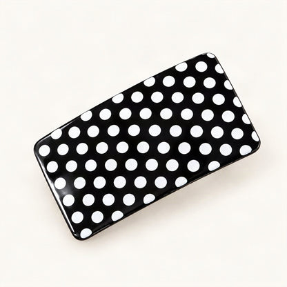 Cellulose Acetate Spring Hair Clip in White Polka Dot, Square [FITINY Hair]