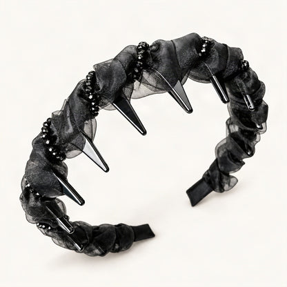 Black crystal mesh headband displayed from the front [FITINY Hair]