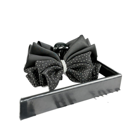 Polka Dot Bow Hair Claw Clip with Pearl Accent, additional view 5