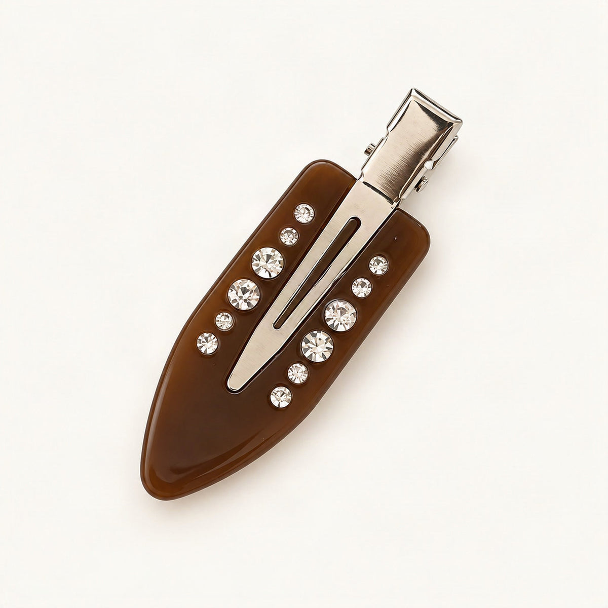 Rhinestone Acetate Duckbill Side Clip in Chocolate [FITINY Hair]