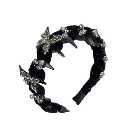 Velvet Headband with Rhinestone Butterfly, additional view 6