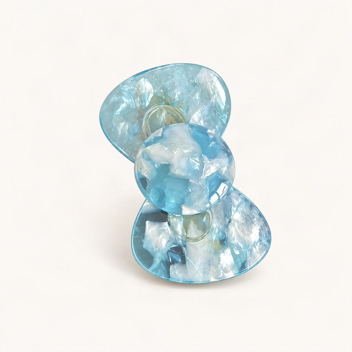 Acetate Bow Side Hair Clip, 2.2 in in Blue Floral [FITINY Hair]