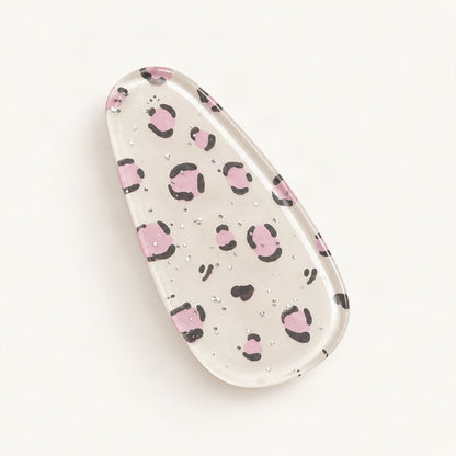 Acrylic Side Hair Clip with Glitter and Patterned Design in Leopard [FITINY Hair]