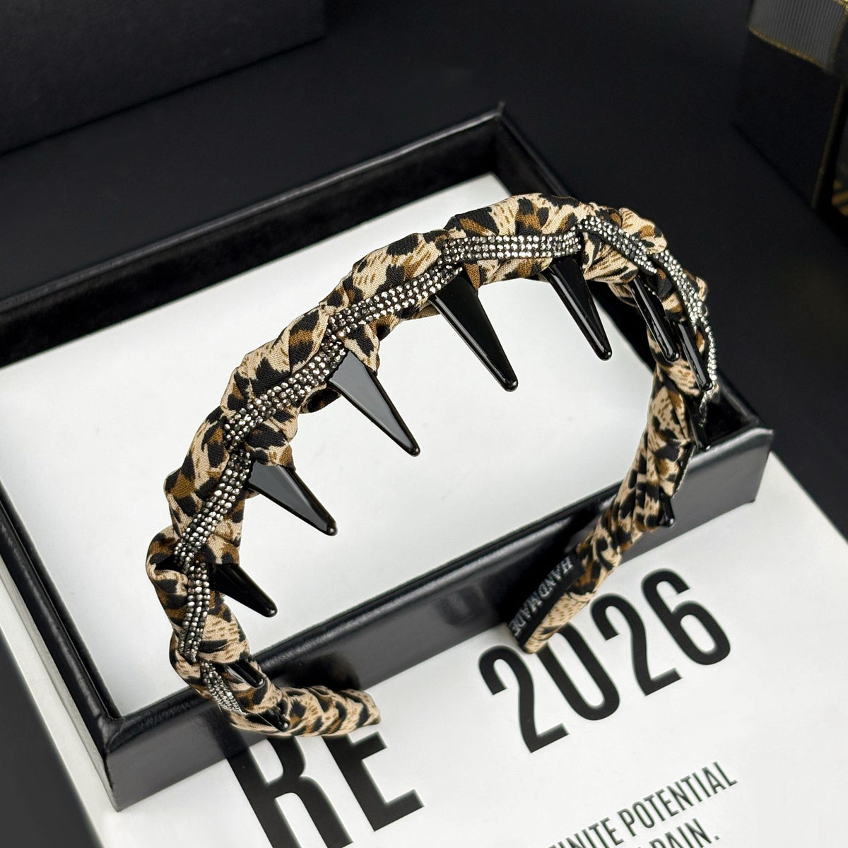 Braided Satin Headband with Pearls and Rhinestones, additional view 1
