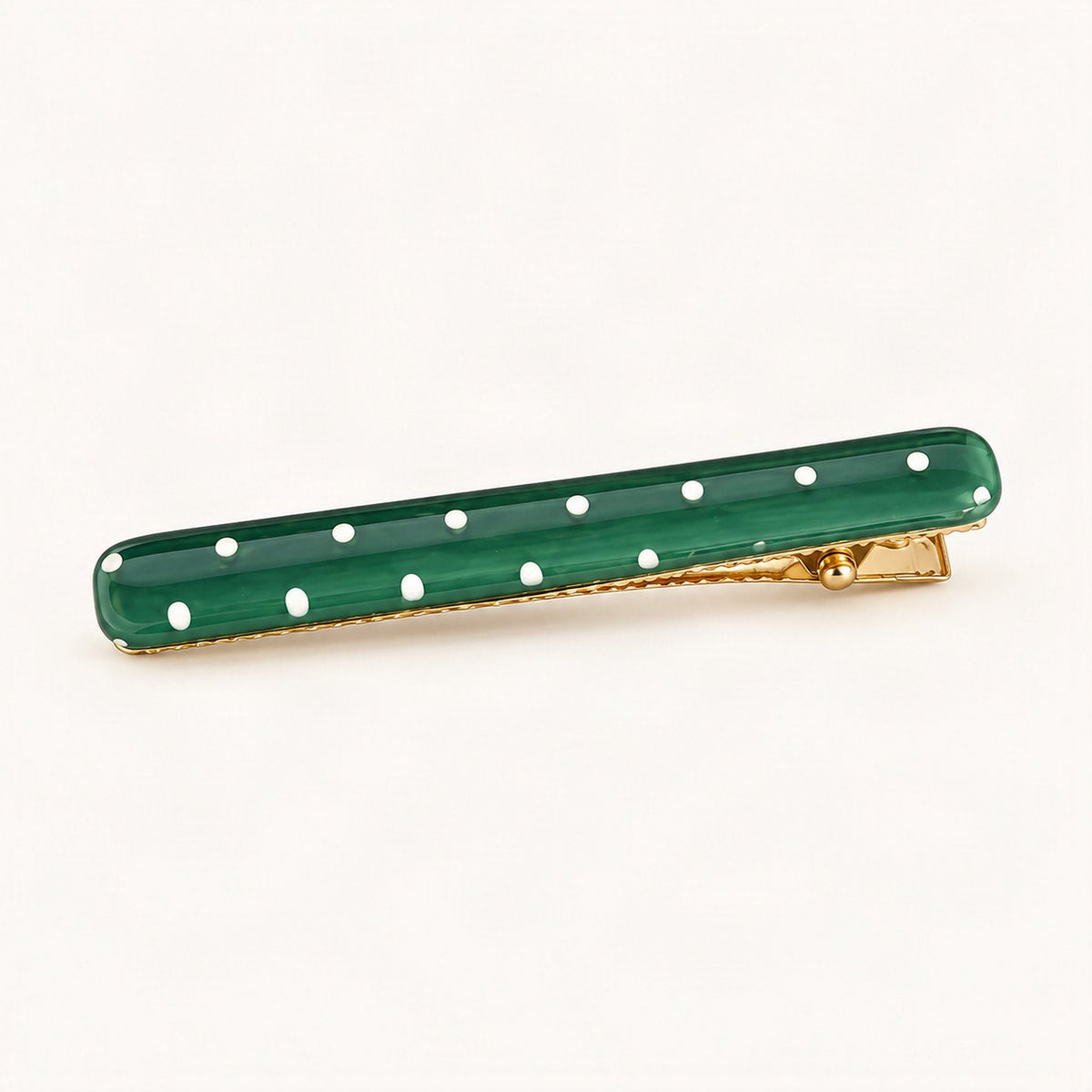 Polka Dot Acetate Side Hair Clip in Green Polka Dot [FITINY Hair]