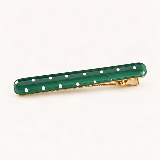 Polka Dot Acetate Side Hair Clip in Green Polka Dot [FITINY Hair]