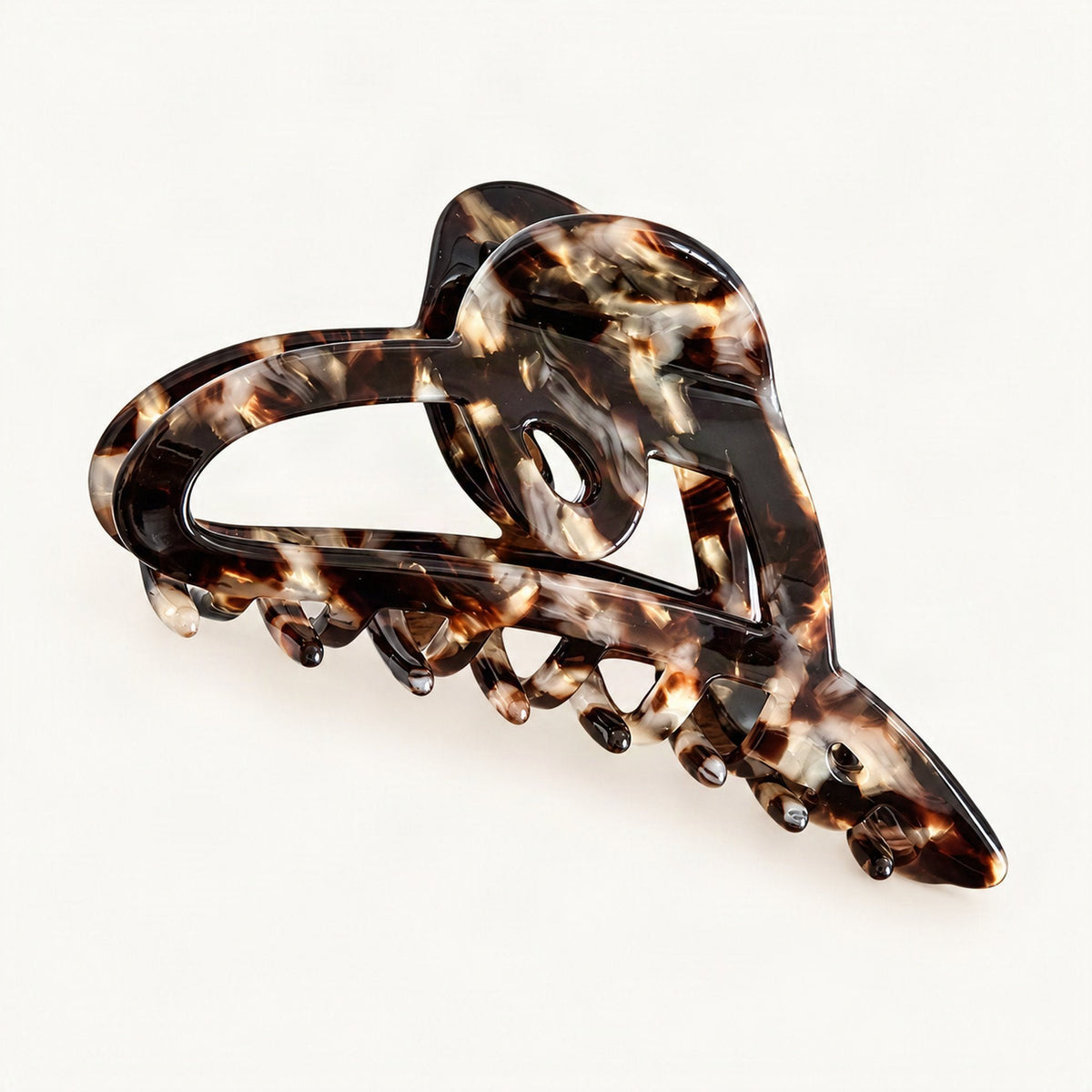 Acetate Heart Claw Clip, 4.5 in in Stripe [FITINY Hair]