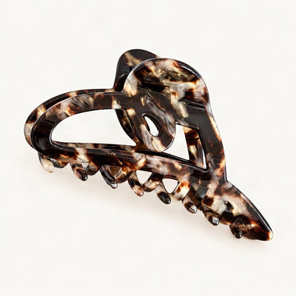 Acetate Heart Claw Clip, 4.5 in in Stripe [FITINY Hair]