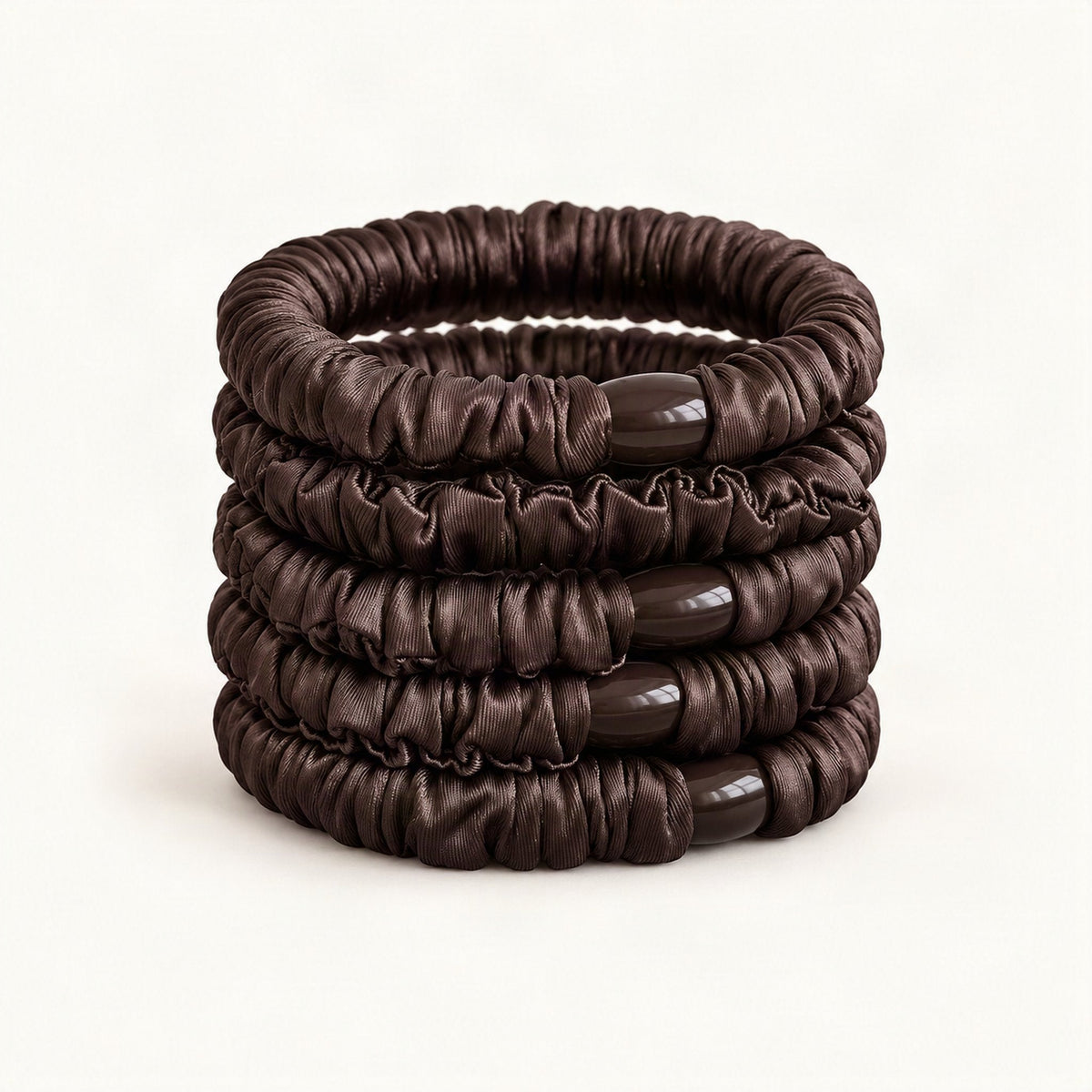 Fabric Hair Ties, High-Stretch Set of 5 in Chocolate [FITINY Hair]