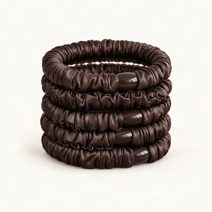 Fabric Hair Ties, High-Stretch Set of 5 in Chocolate [FITINY Hair]