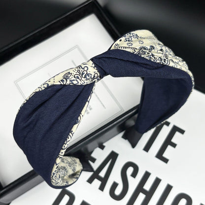 Fabric Knotted Floral Print Headband with Contrast Bow, additional view 2