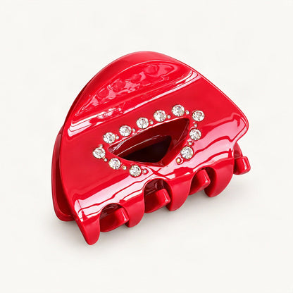 Small Cellulose Acetate Claw Clip with Rhinestone Detail in Red [FITINY Hair]