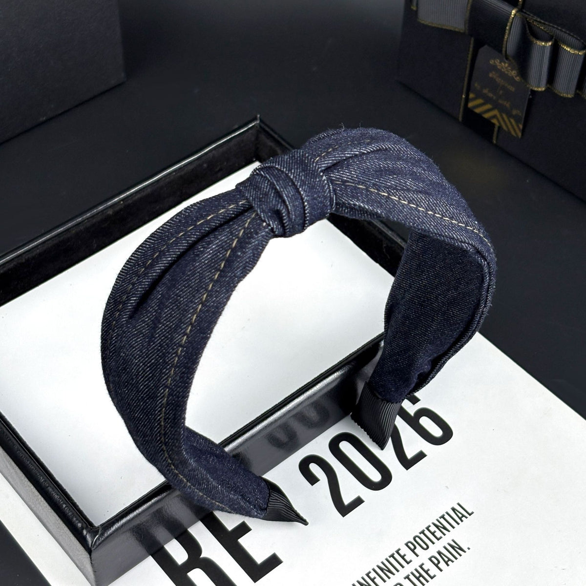Denim Knot Bow Headband, additional view 2