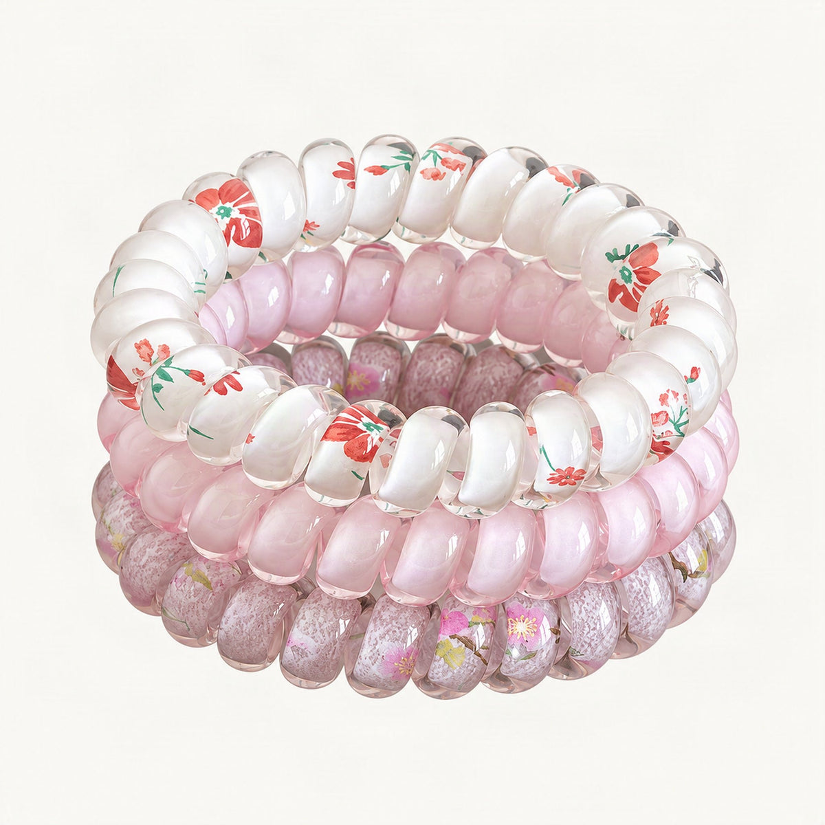 Stretch Hair Tie Set, 3-Pack in Colorful Mixes in Pink [FITINY Hair]