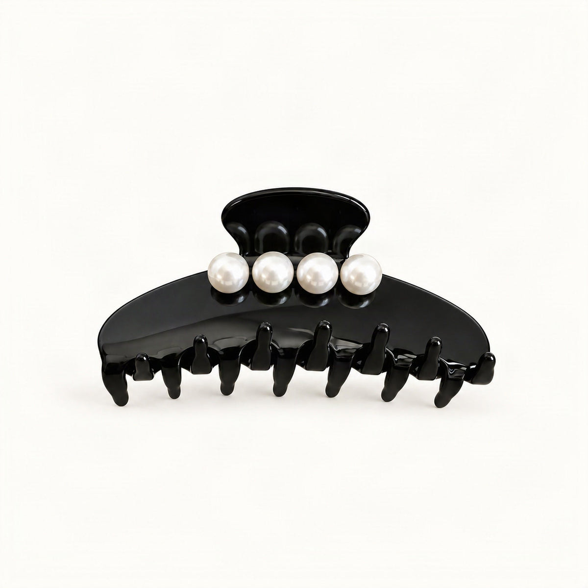 Large black cellulose acetate claw clip shown from the front [FITINY Hair]