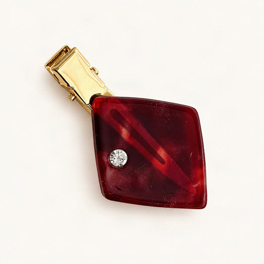 5.4 cm Acetate Side Hair Clip with Rhinestone Detail in Red [FITINY Hair]