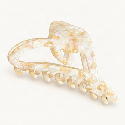 Acetate Heart Claw Clip, 4.5 in in Cream & Gold [FITINY Hair]