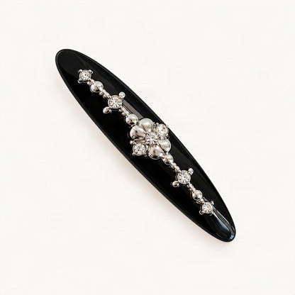 Acetate Side Hair Clip with Metal Detail, 7.5 cm in Black [FITINY Hair]