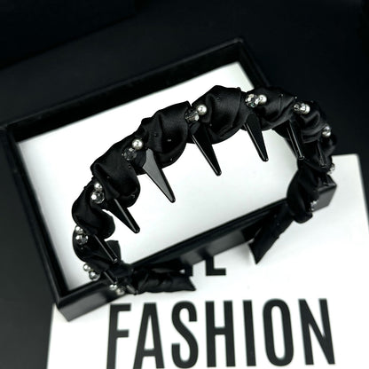 Satin Twist Headband with Pearl Rhinestone Accents, additional view 2