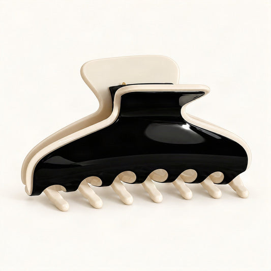 Cellulose Acetate Claw Clip, 9.2 cm Medium in Black [FITINY Hair]