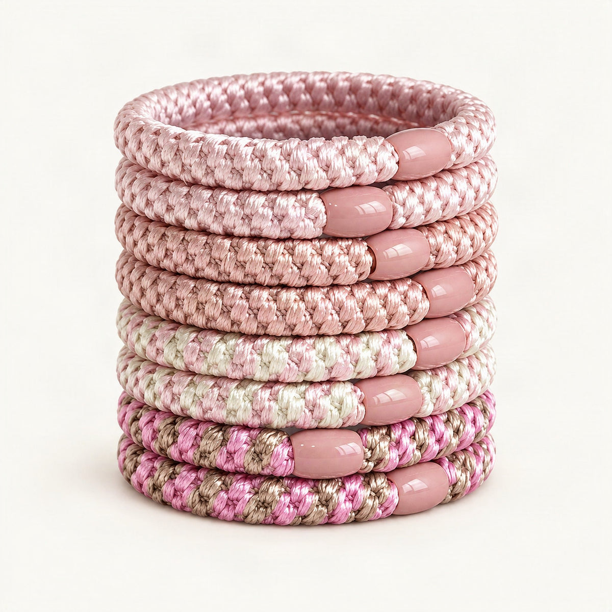 Braided Elastic Hair Tie, 6 cm Woven Hair Scrunchie in Pink [FITINY Hair]
