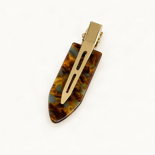 Cellulose Acetate 6.8cm No-Crease Hair Clip in Brown Floral [FITINY Hair]